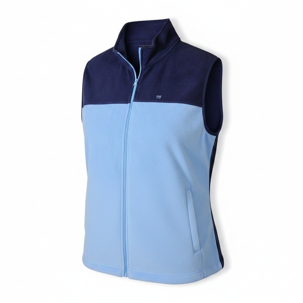 Crown & Ivy Navy Blue Light‎ Blue Fleece Vest XL